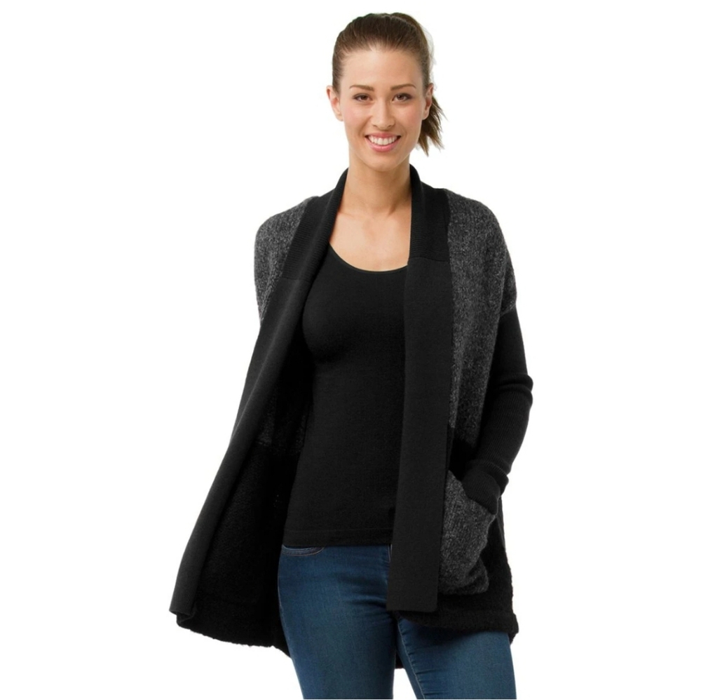 Smartwool Moon Ridge‎ Sweater Wrap  Women's XS Black Gray Wool Outdoor